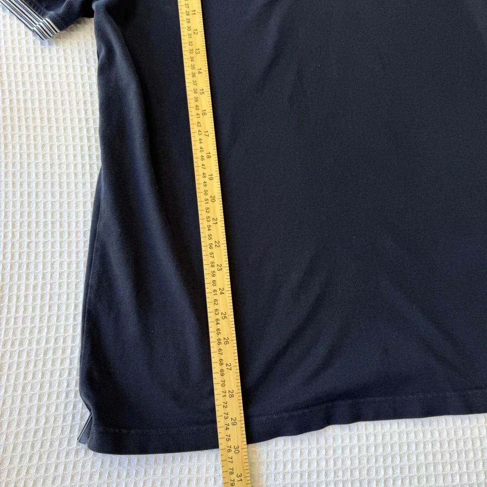 Banana Republic Mens Large‎ Tall Navy Blue Striped Collar Pique Polo Shirt L T